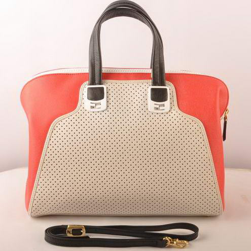 2537 Fendi Chameleon Punch Saffiiano Top Leather Zip Tote Bag 25